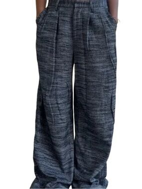 Urban Outfitters XS Wide Leg Crop Herringbone Print Pants Trousers Pleated Baggy